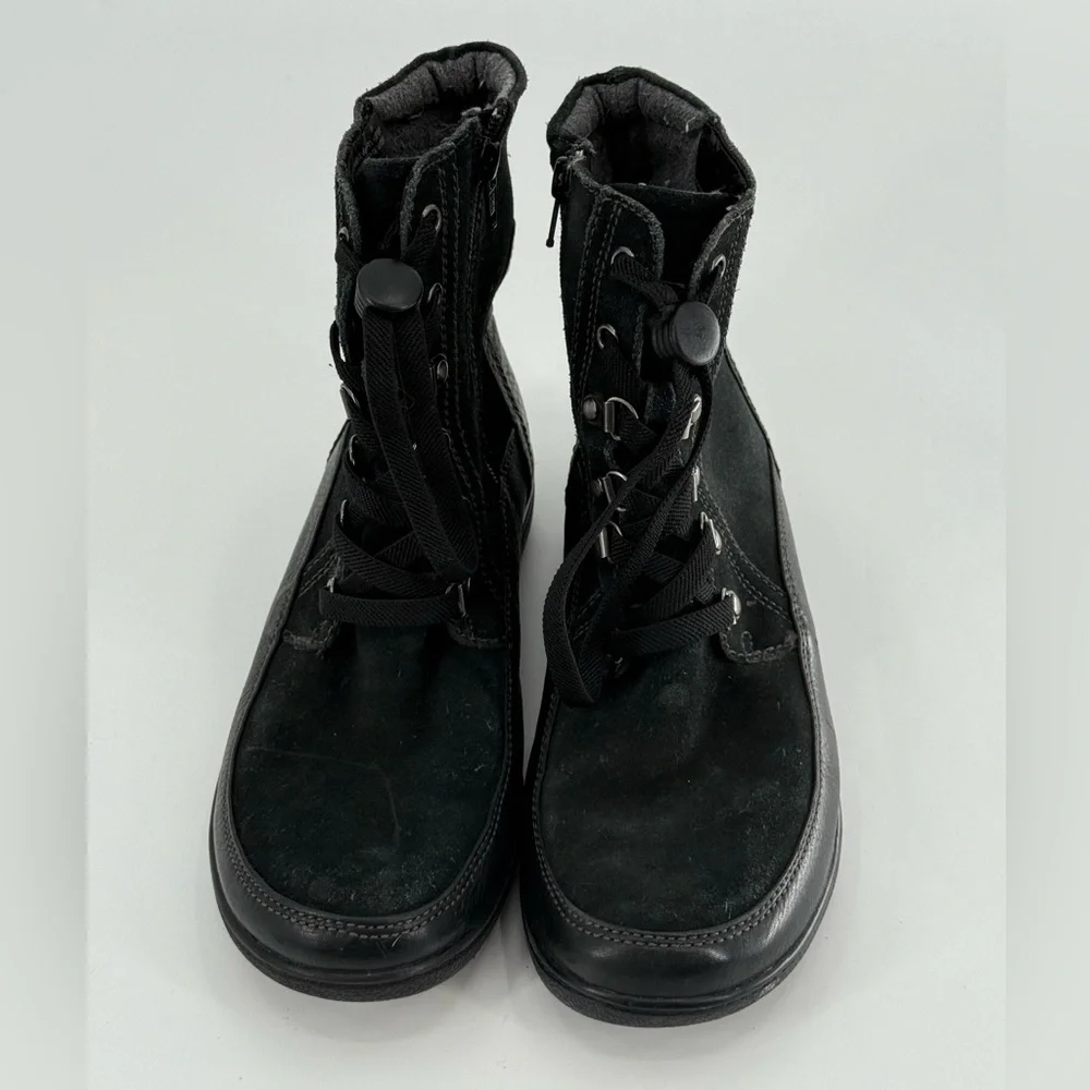 Clarks Black Suede & Leather Boots Wool‎ Lined 8